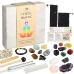 PP-OPOUNT-26-Pieces-Healing-Crystals-Set-Polished-and-Raw-Chakra-Stones-Kit-Include-Palo-Santo-Stick-White-Sage-Tuning-Fork-Instructions-and-Gift-Box-for-Healing-and-Meditation-0